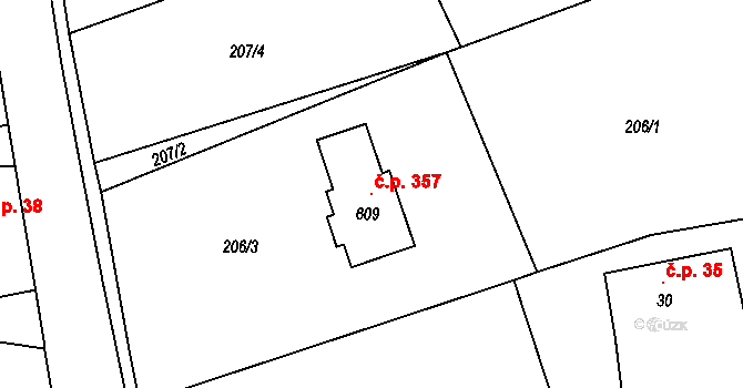 Lukavice 357 na parcele st. 609 v KÚ Lukavice v Čechách, Katastrální mapa