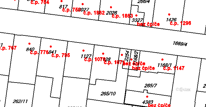 Nymburk 1071 na parcele st. 1128 v KÚ Nymburk, Katastrální mapa