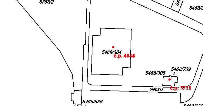 Jihlava 4044 na parcele st. 5468/304 v KÚ Jihlava, Katastrální mapa