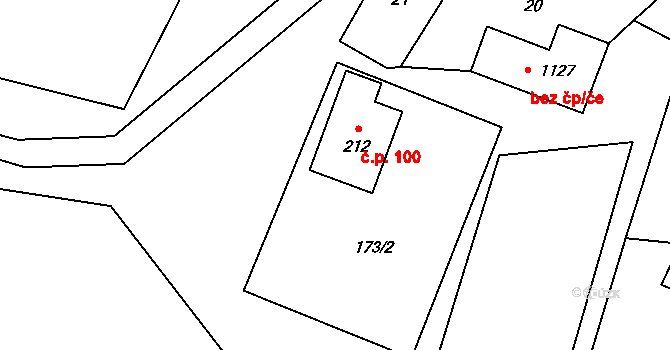 Tyra 100, Třinec na parcele st. 212 v KÚ Tyra, Katastrální mapa