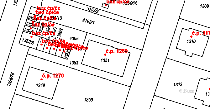 Čelákovice 1269 na parcele st. 1351 v KÚ Čelákovice, Katastrální mapa
