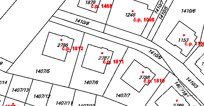 Říčany 1811 na parcele st. 2787 v KÚ Říčany u Prahy, Katastrální mapa
