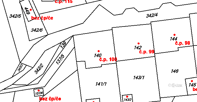 Edrovice 100, Rýmařov na parcele st. 140 v KÚ Edrovice, Katastrální mapa