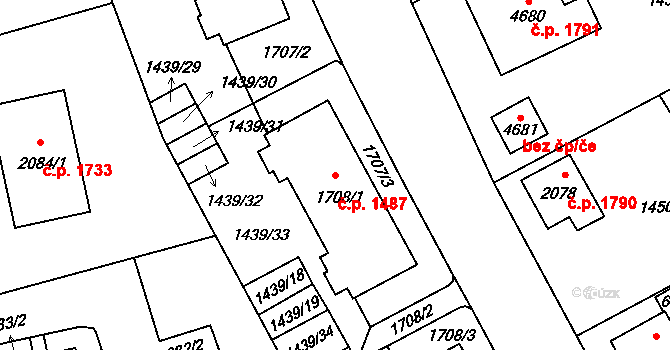 Šumperk 1487 na parcele st. 1708/1 v KÚ Šumperk, Katastrální mapa