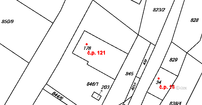 Myslík 121, Palkovice na parcele st. 178 v KÚ Myslík, Katastrální mapa