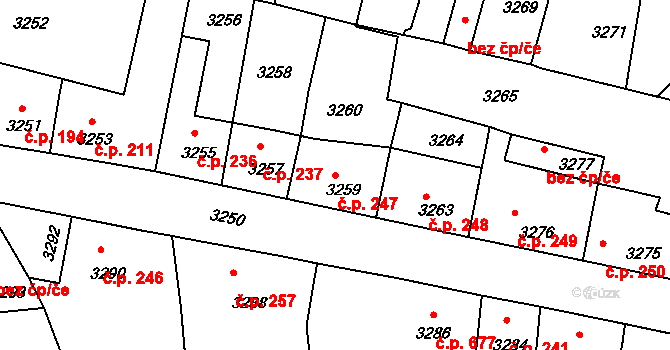 Mimoň I 247, Mimoň na parcele st. 3259 v KÚ Mimoň, Katastrální mapa