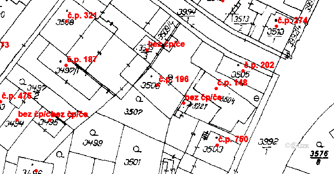 Poděbrady III 196, Poděbrady na parcele st. 3506 v KÚ Poděbrady, Katastrální mapa