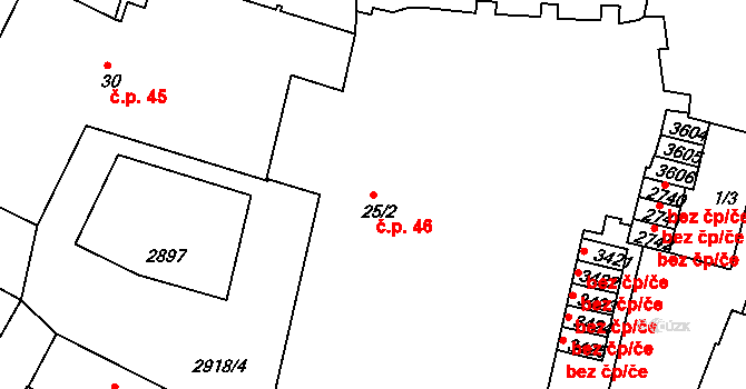 Chrudim I 46, Chrudim na parcele st. 25/2 v KÚ Chrudim, Katastrální mapa