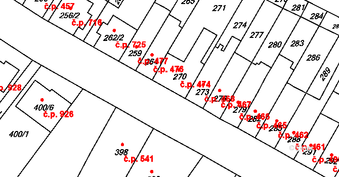 Tuřany 474, Brno na parcele st. 270 v KÚ Tuřany, Katastrální mapa