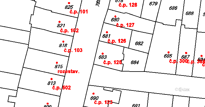 Brněnské Ivanovice 125, Brno na parcele st. 683 v KÚ Brněnské Ivanovice, Katastrální mapa