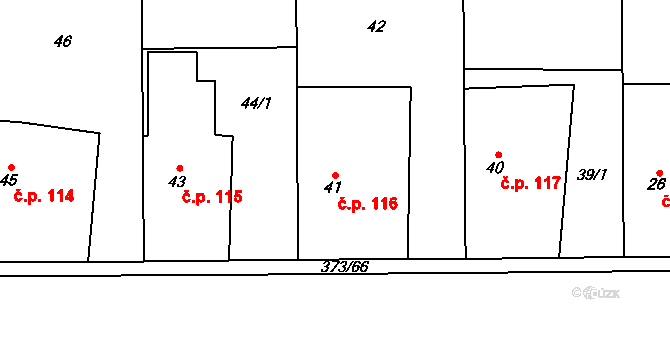 Kratonohy 116 na parcele st. 41 v KÚ Kratonohy, Katastrální mapa