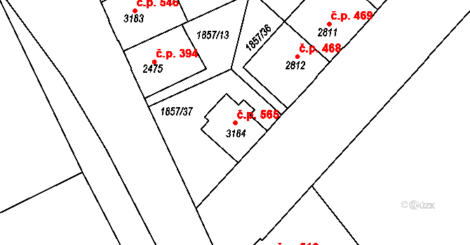 Kolín IV 565, Kolín na parcele st. 3184 v KÚ Kolín, Katastrální mapa