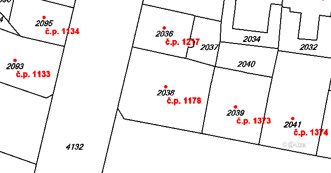 Vinohrady 1178, Praha na parcele st. 2038 v KÚ Vinohrady, Katastrální mapa