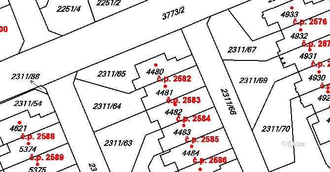 Dvůr Králové nad Labem 2583 na parcele st. 4481 v KÚ Dvůr Králové nad Labem, Katastrální mapa