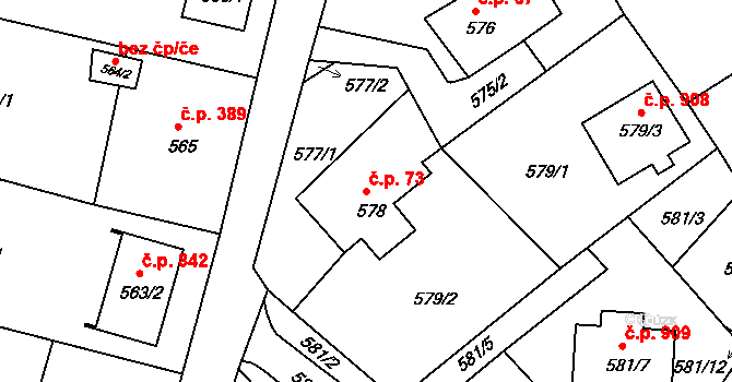 Liberec XIV-Ruprechtice 73, Liberec na parcele st. 578 v KÚ Ruprechtice, Katastrální mapa