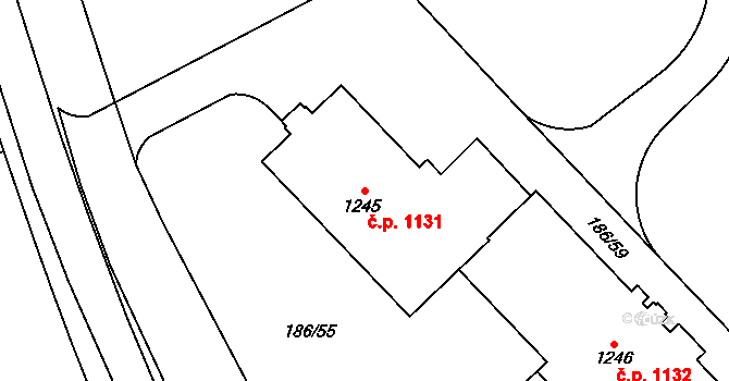 Hradec Králové 1131 na parcele st. 1245 v KÚ Hradec Králové, Katastrální mapa