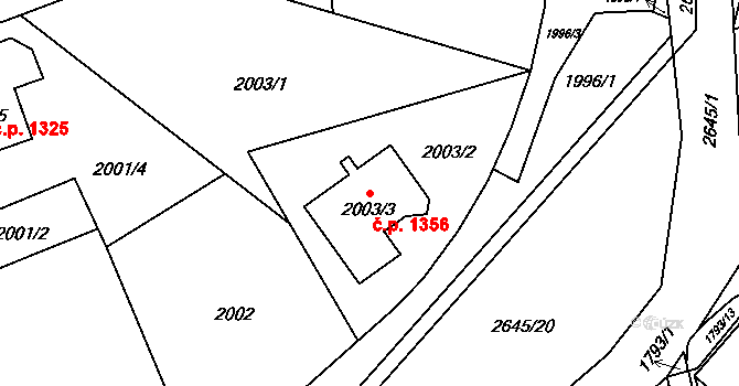 Prostřední Suchá 1356, Havířov na parcele st. 2003/3 v KÚ Prostřední Suchá, Katastrální mapa