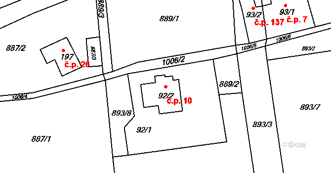 Rožany 10, Šluknov na parcele st. 92/2 v KÚ Rožany, Katastrální mapa
