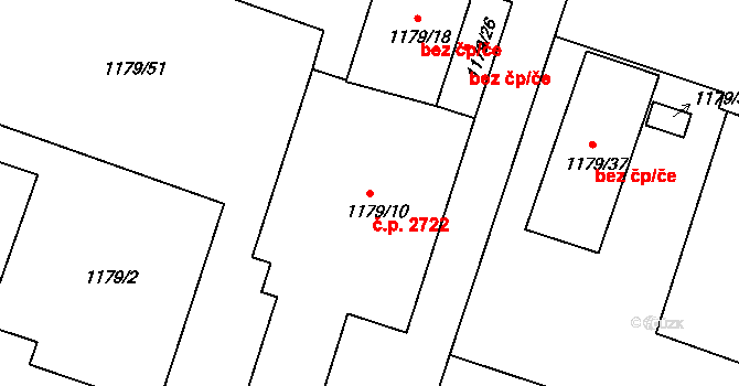 České Budějovice 3 2722, České Budějovice na parcele st. 1179/10 v KÚ České Budějovice 3, Katastrální mapa