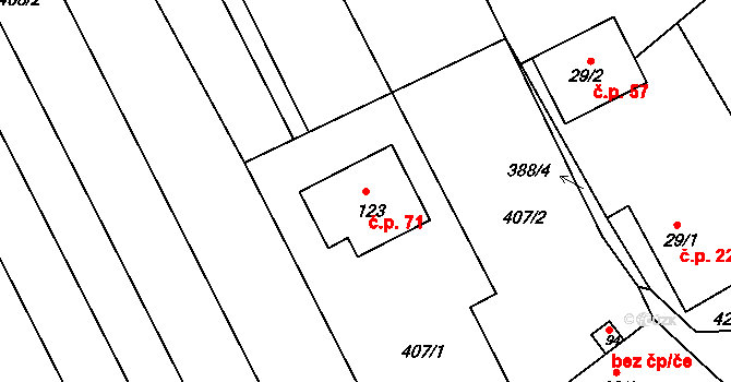 Jamnice 71, Stěbořice na parcele st. 123 v KÚ Jamnice, Katastrální mapa