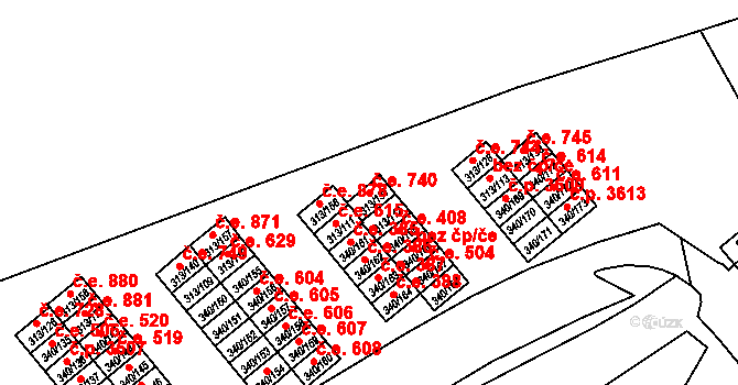 Vyškov-Předměstí 740, Vyškov na parcele st. 313/131 v KÚ Vyškov, Katastrální mapa