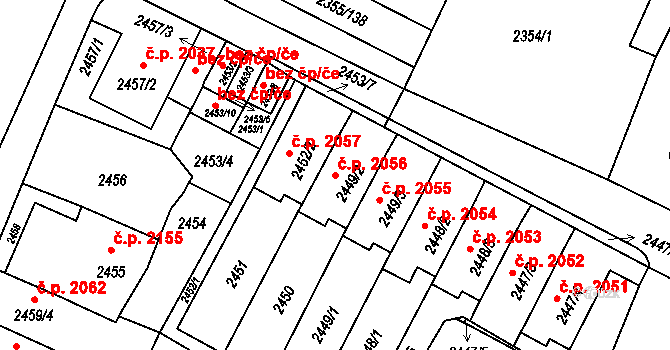 Předměstí 2056, Litoměřice na parcele st. 2449/2 v KÚ Litoměřice, Katastrální mapa