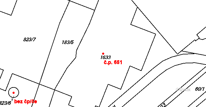 Desná I 651, Desná na parcele st. 823/7 v KÚ Desná I, Katastrální mapa