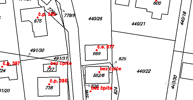 Maršov 877, Krupka na parcele st. 669 v KÚ Maršov u Krupky, Katastrální mapa