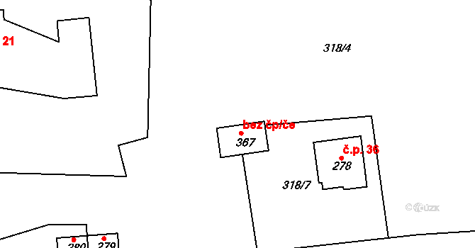 Semily 38863987 na parcele st. 367 v KÚ Bítouchov u Semil, Katastrální mapa