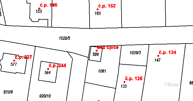 Kozojedy 42930987 na parcele st. 586 v KÚ Kozojedy u Kostelce nad Černými Lesy, Katastrální mapa
