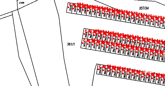 Rousínov 42953987 na parcele st. 361/2 v KÚ Rousínov u Vyškova, Katastrální mapa