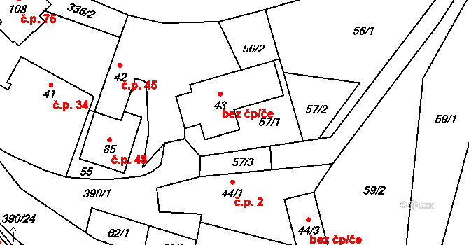 Dolní Libochová 43132987 na parcele st. 43 v KÚ Dolní Libochová, Katastrální mapa