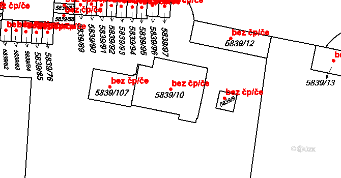 Přerov 43190987 na parcele st. 5839/10 v KÚ Přerov, Katastrální mapa