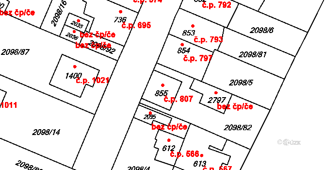 Kateřinky 807, Opava na parcele st. 855 v KÚ Kateřinky u Opavy, Katastrální mapa