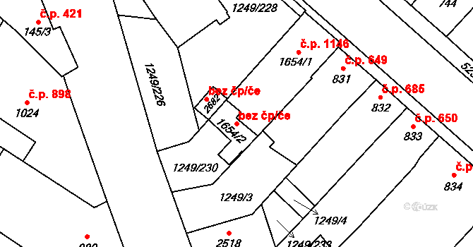 Velké Bílovice 47003987 na parcele st. 1654/2 v KÚ Velké Bílovice, Katastrální mapa