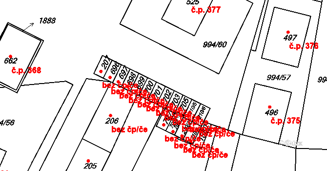 Jevišovice 47489987 na parcele st. 700 v KÚ Jevišovice, Katastrální mapa