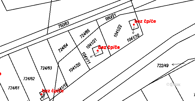 Holešov 47611987 na parcele st. 1041/11 v KÚ Všetuly, Katastrální mapa