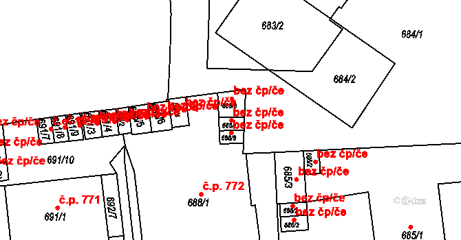 Teplice 47877987 na parcele st. 688/7 v KÚ Teplice, Katastrální mapa
