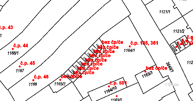Vyškov 48010987 na parcele st. 1164/8 v KÚ Vyškov, Katastrální mapa