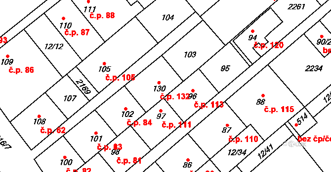 Lužec nad Vltavou 132 na parcele st. 130 v KÚ Lužec nad Vltavou, Katastrální mapa