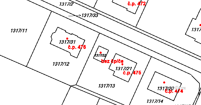 Brumov-Bylnice 62781987 na parcele st. 1317/32 v KÚ Bylnice, Katastrální mapa