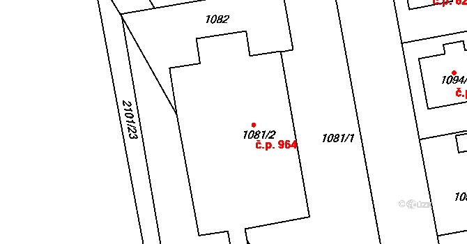 Třemošná 964 na parcele st. 1081/2 v KÚ Třemošná, Katastrální mapa