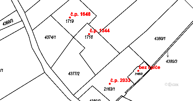 Žatec 1344 na parcele st. 1718 v KÚ Žatec, Katastrální mapa