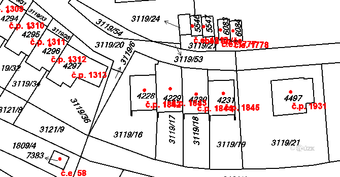 Havlíčkův Brod 1843 na parcele st. 4229 v KÚ Havlíčkův Brod, Katastrální mapa