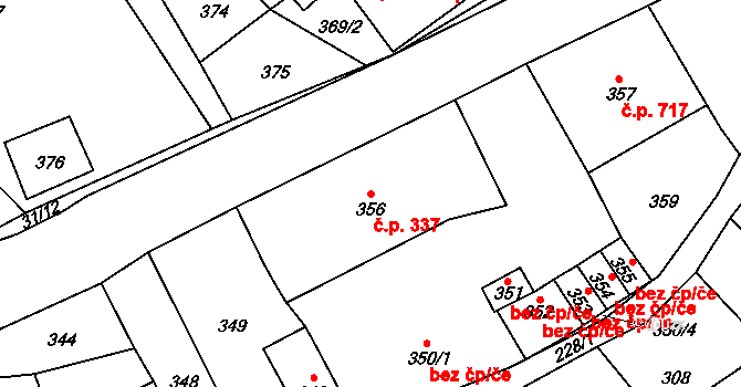 Desná III 337, Desná na parcele st. 356 v KÚ Desná III, Katastrální mapa