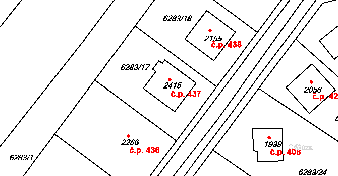 Telč-Štěpnice 437, Telč na parcele st. 2415 v KÚ Telč, Katastrální mapa