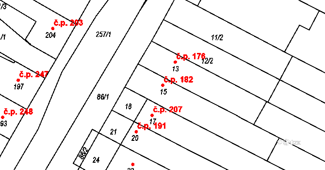 Milokošť 182, Veselí nad Moravou na parcele st. 15 v KÚ Milokošť, Katastrální mapa