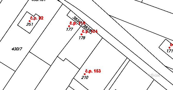 Rychtářov 124, Vyškov na parcele st. 178 v KÚ Rychtářov, Katastrální mapa