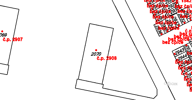 Kladno 2908 na parcele st. 2070 v KÚ Kladno, Katastrální mapa