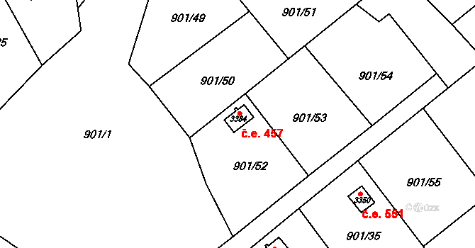 Blansko 457 na parcele st. 3384 v KÚ Blansko, Katastrální mapa